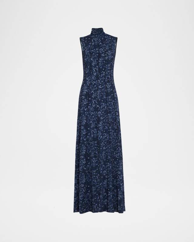 Valentina Printed Jersey Turtleneck Maxi Dress